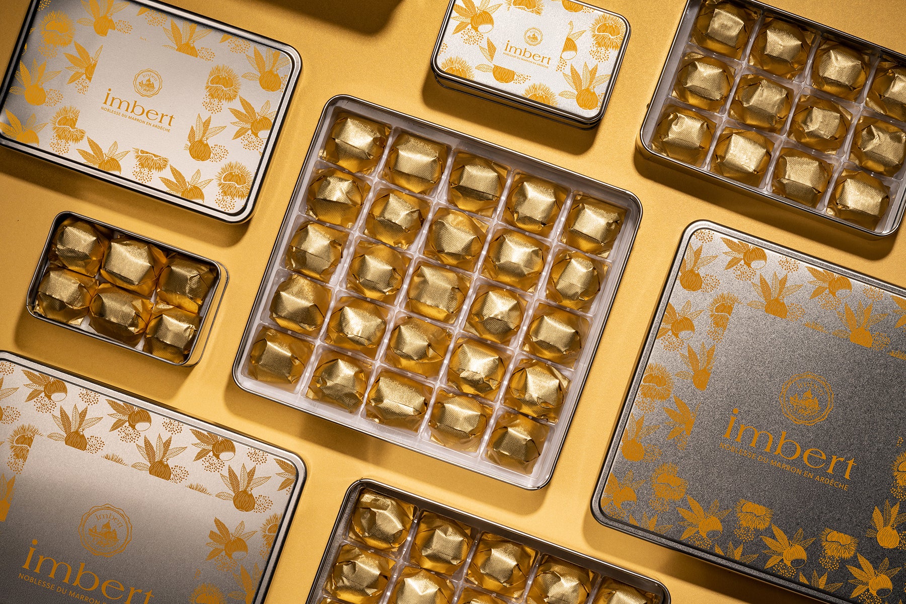 Boîte Fer de marrons glacés emballés Imbert